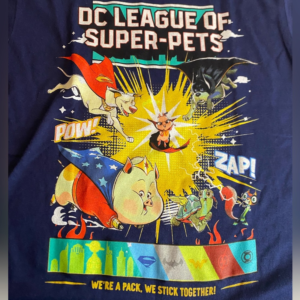 NWT DC league of super pets short sleeve navy blue T-shirt size 5/6